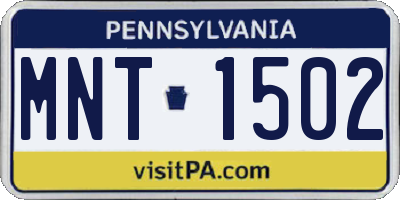PA license plate MNT1502