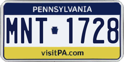 PA license plate MNT1728