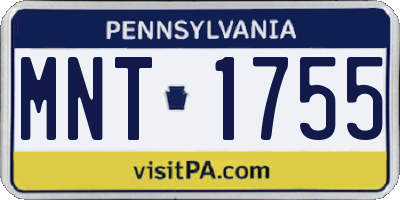 PA license plate MNT1755