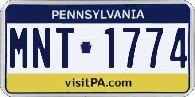 PA license plate MNT1774