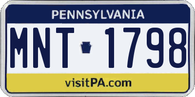 PA license plate MNT1798