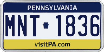 PA license plate MNT1836