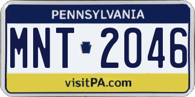 PA license plate MNT2046