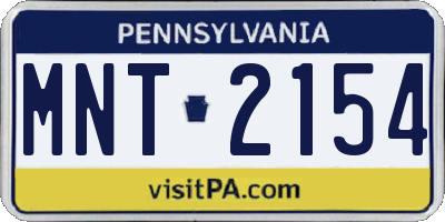 PA license plate MNT2154