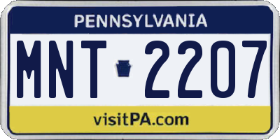 PA license plate MNT2207