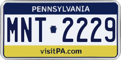 PA license plate MNT2229