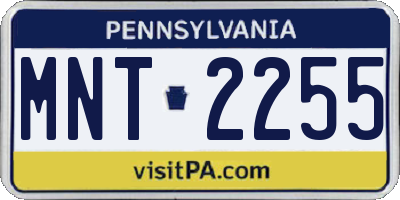PA license plate MNT2255
