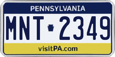 PA license plate MNT2349