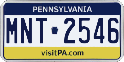 PA license plate MNT2546