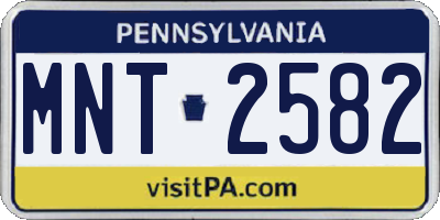 PA license plate MNT2582