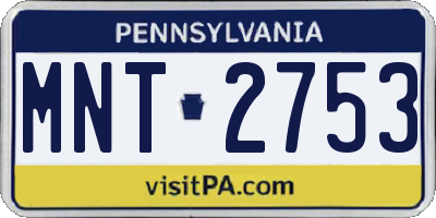 PA license plate MNT2753