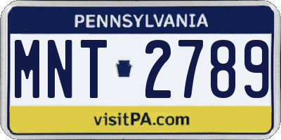 PA license plate MNT2789
