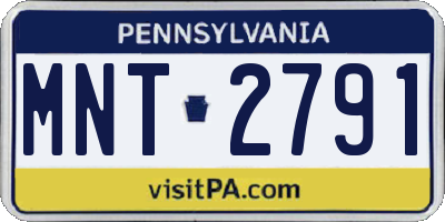 PA license plate MNT2791