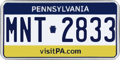 PA license plate MNT2833