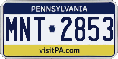 PA license plate MNT2853