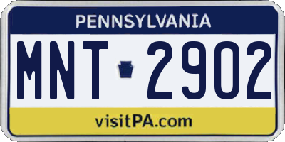 PA license plate MNT2902