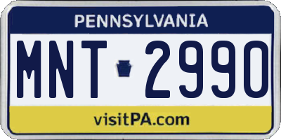 PA license plate MNT2990