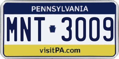 PA license plate MNT3009
