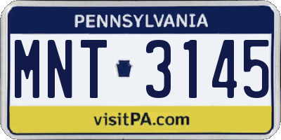 PA license plate MNT3145