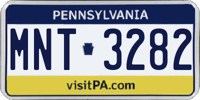 PA license plate MNT3282