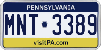 PA license plate MNT3389