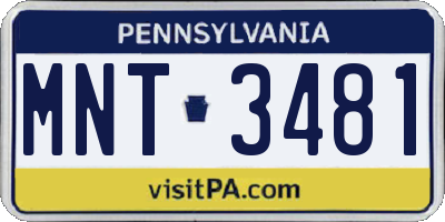 PA license plate MNT3481
