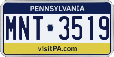 PA license plate MNT3519