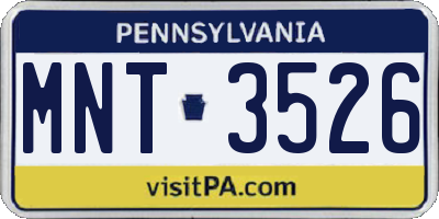 PA license plate MNT3526