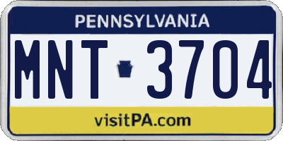 PA license plate MNT3704