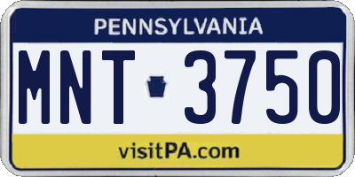 PA license plate MNT3750