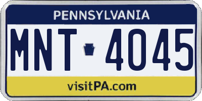 PA license plate MNT4045