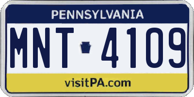 PA license plate MNT4109