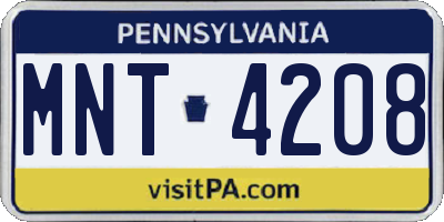 PA license plate MNT4208