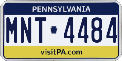 PA license plate MNT4484
