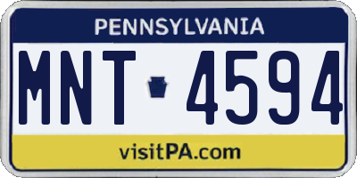 PA license plate MNT4594