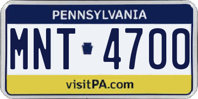 PA license plate MNT4700