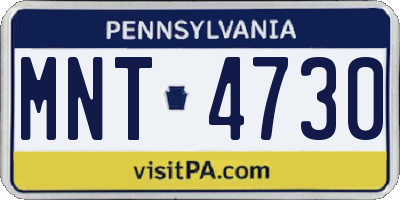 PA license plate MNT4730