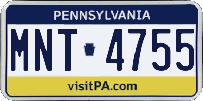 PA license plate MNT4755