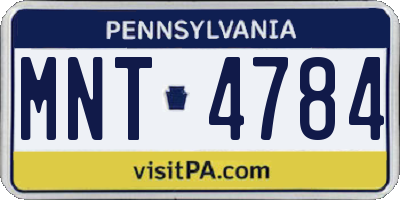 PA license plate MNT4784