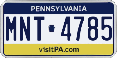 PA license plate MNT4785