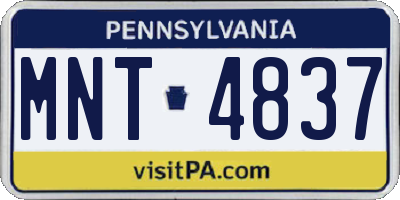 PA license plate MNT4837