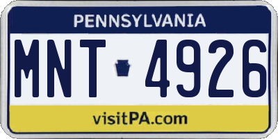 PA license plate MNT4926