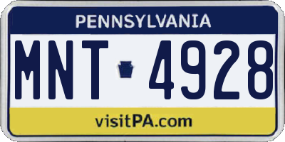 PA license plate MNT4928