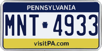 PA license plate MNT4933