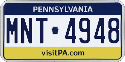 PA license plate MNT4948