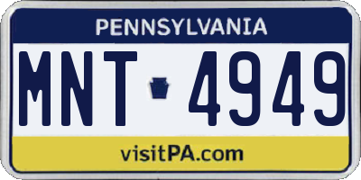 PA license plate MNT4949
