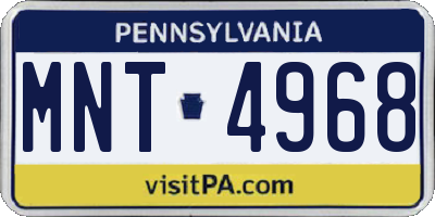 PA license plate MNT4968