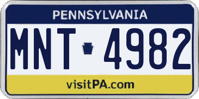 PA license plate MNT4982