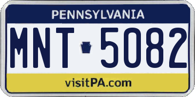 PA license plate MNT5082