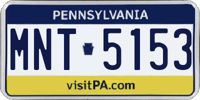 PA license plate MNT5153